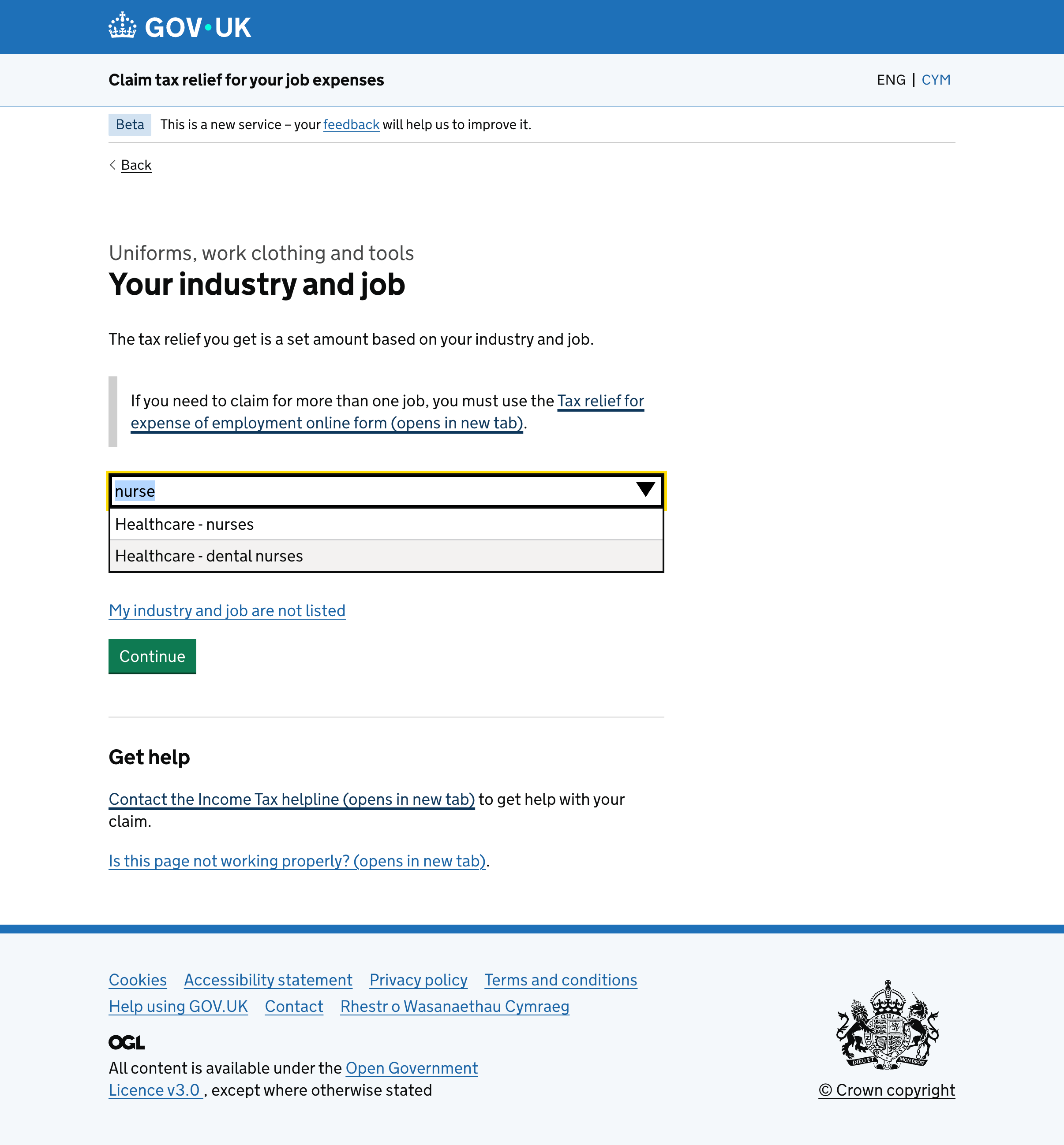 Industry selection using an autocomplete input